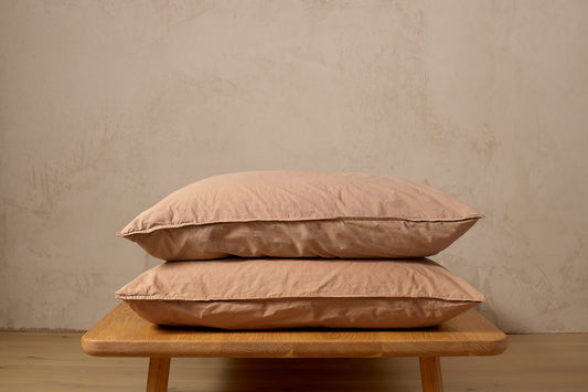 Clay Standard Washed Organic Cotton Pillowcases (pair)