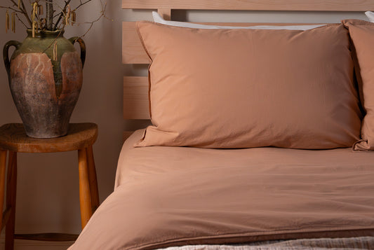 Clay Standard Washed Organic Cotton Pillowcases (pair)