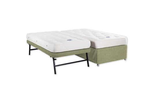 The Tarka Trundle Bed and Mattress | Slubby_Linen - Pesto