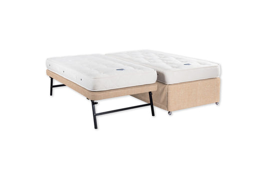 The Tarka Trundle Bed and Mattress | Slubby_Linen - Powder