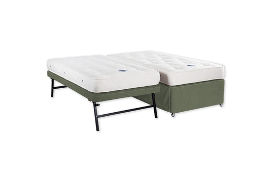 The Tarka Trundle Bed and Mattress | Cotton_Velvet - Eucalyptus