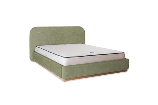 The Narrow Halstock Bed | Slubby_Linen - Pesto
