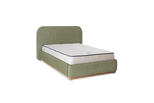 The Narrow Halstock Bed | Slubby_Linen - Pesto