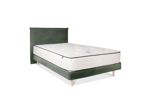 The Low Prideaux Bed | Cotton_Velvet - Evergreen